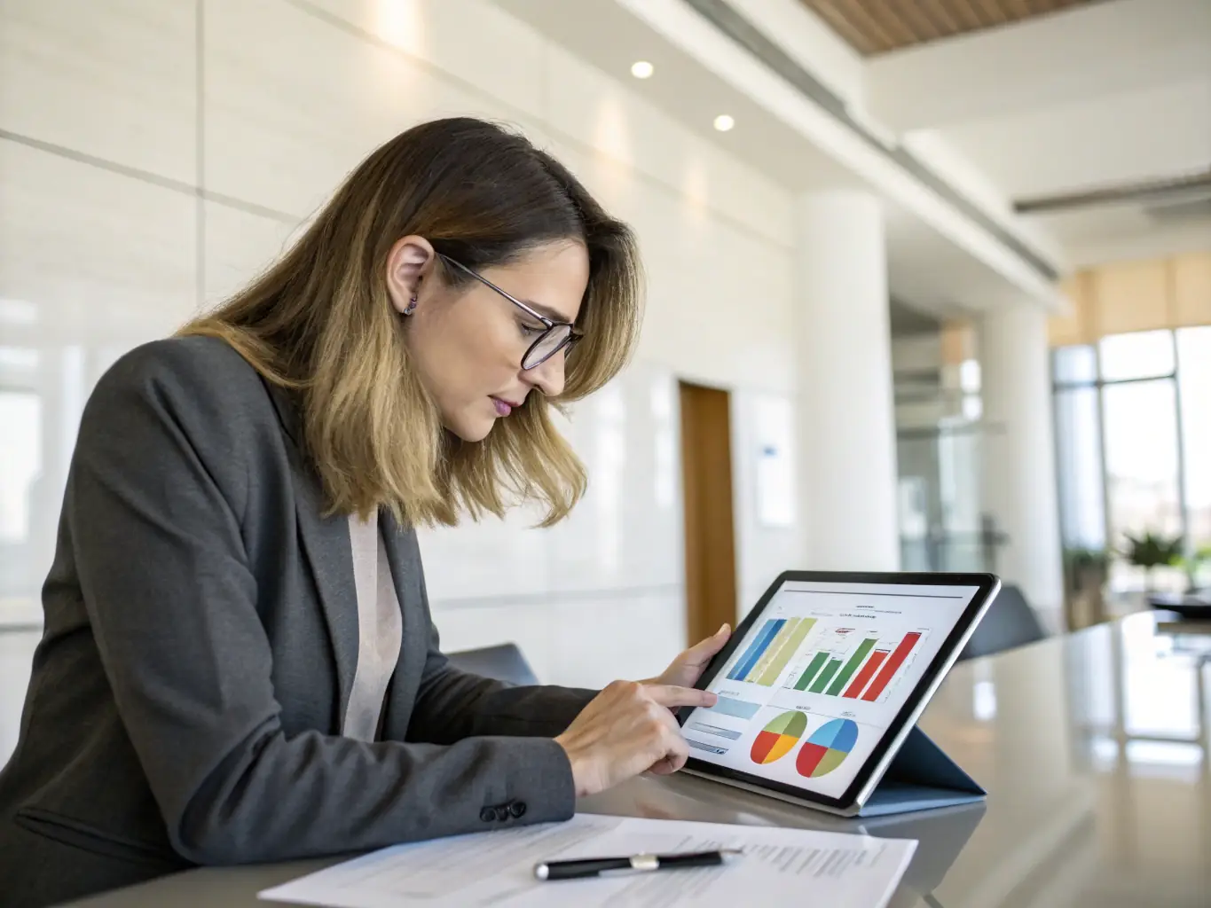 A person reviewing a detailed financial report generated by Contact-bt.org, highlighting key financial metrics and trends.